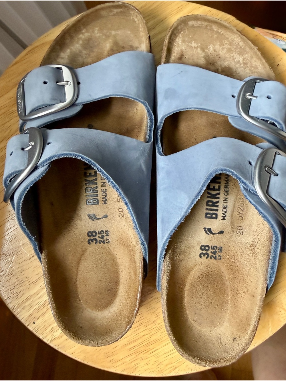 Birkenstock Arizona Big Buckle Nubuck Leather Stone Blue